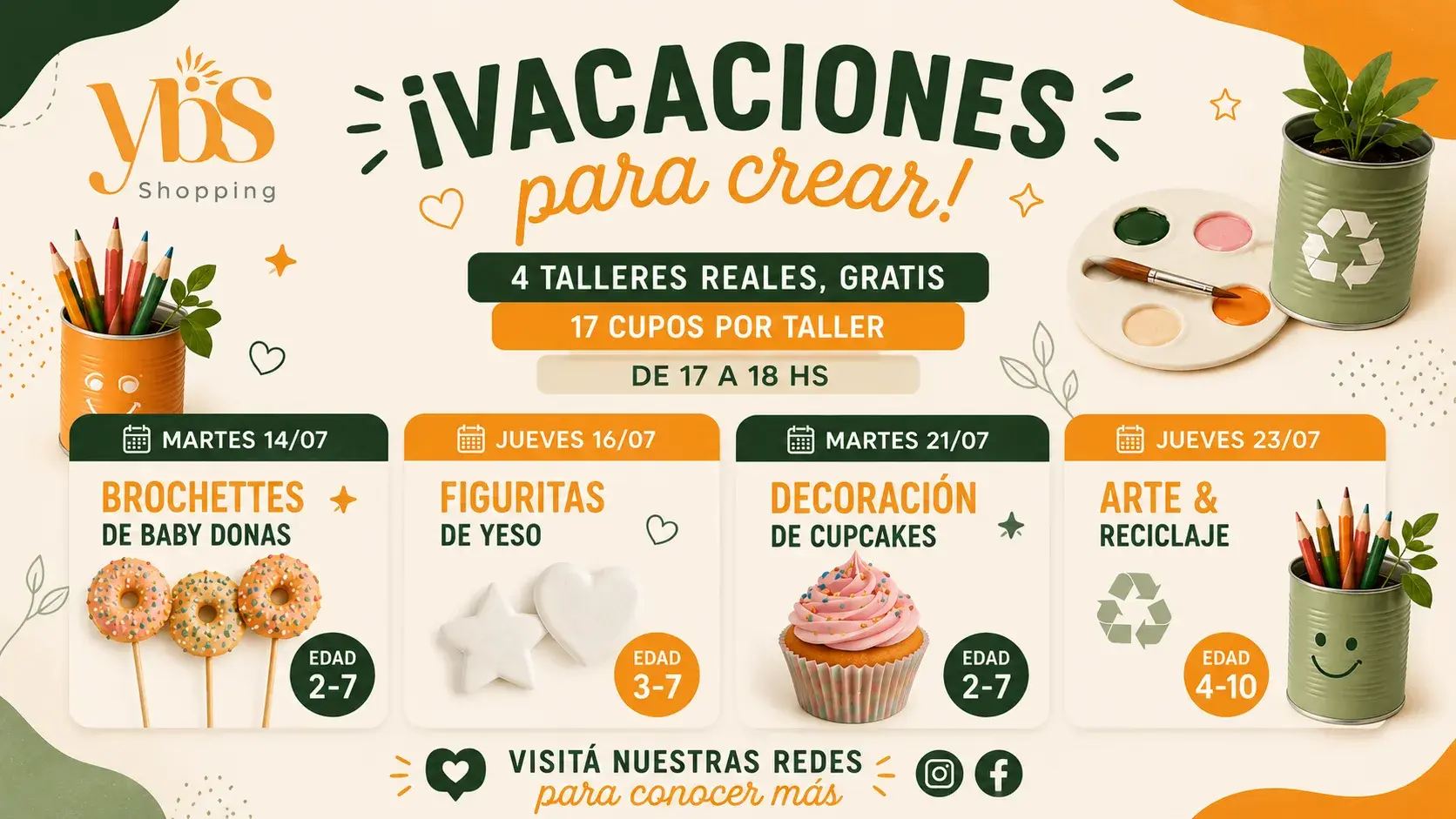 Vacaciones para crear: 4 talleres gratuitos para chicos en julio en Yerba Buena Shopping